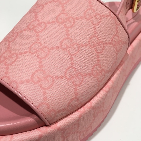 GUCCI GG SUPREME PLATFORM SLINGBACK SANDAL -COTTON CANDY PINK -WOMEN’S US 8 -NIB - Picture 9 of 11